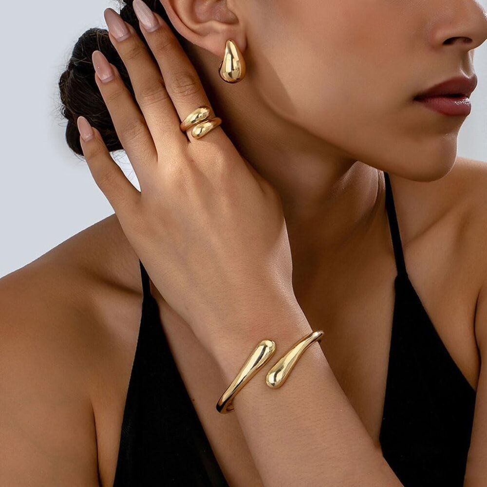 Adjustable 14k Plated Gold Bangles For Women Fash… - image 3